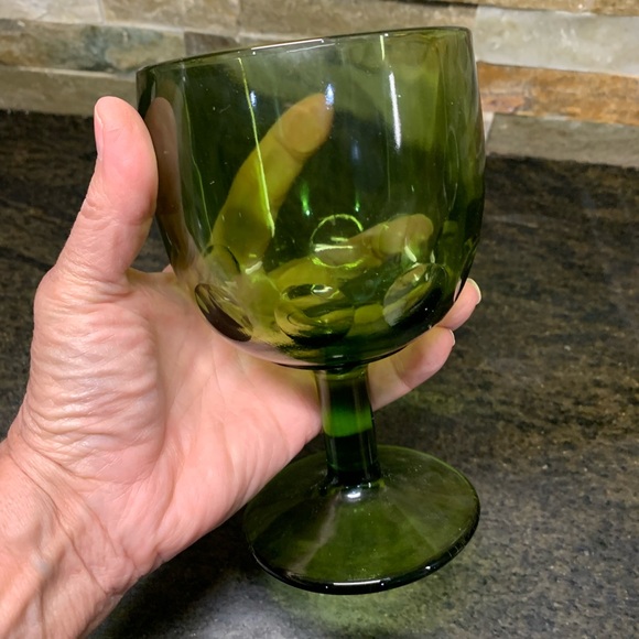 BARTLETT COLLINS | Vintage Green Glass Goblet - Picture 2 of 7